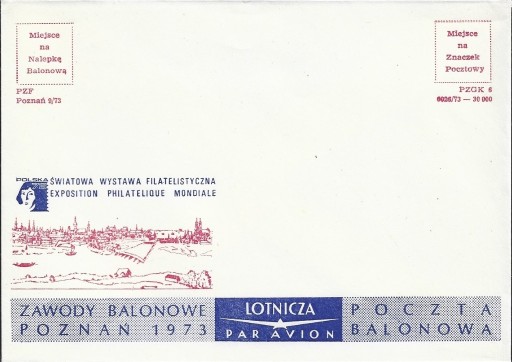 Zdjęcie oferty: Poczta balonowa 1973 ŚWF Poznań koperta