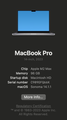 Zdjęcie oferty: Macbook pro 14' m2 max 96gb ram 512gb