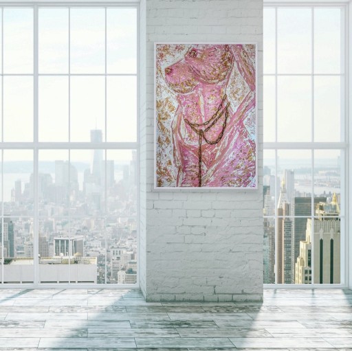 Zdjęcie oferty: Obraz strukturalny, akt „Pink Honey” 100cm x 70cm