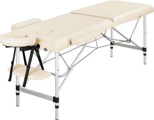Zdjęcie oferty: Łóżko do masażu 2 strefy beżowe aluminiowe 