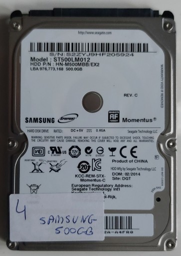 Zdjęcie oferty: DYSK HDD SAMSUNG ST500LM012 500 GB SATA 2,5" (4)