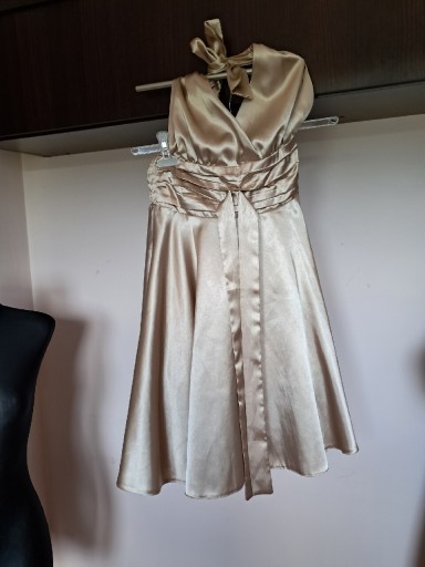 Zdjęcie oferty: Sukienka zwiewna satynowa 36 złota 