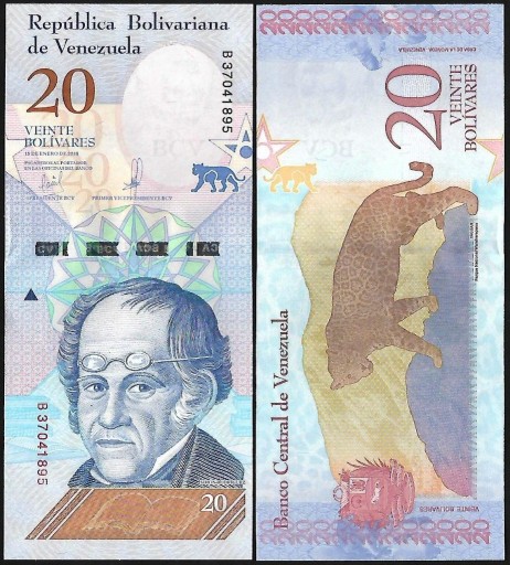 Zdjęcie oferty: * WENEZUELA 20 bolivares 2018 P-104 stan UNC