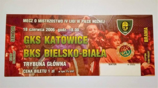 Zdjęcie oferty: Bilet GKS Katowice - BKS Bielsko-Biała 18.06.2006