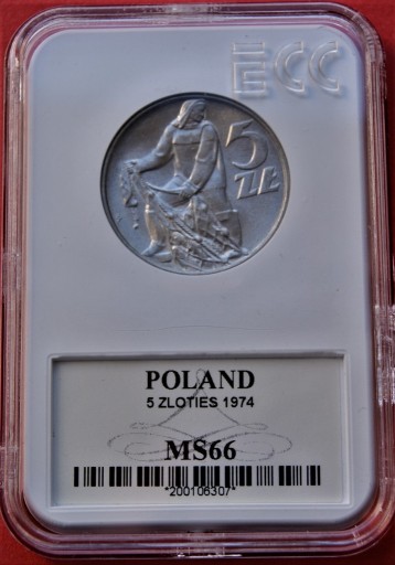 Zdjęcie oferty: 5 Złotych 1974 r -  Rybak   MS 66    Mennicza !!! 