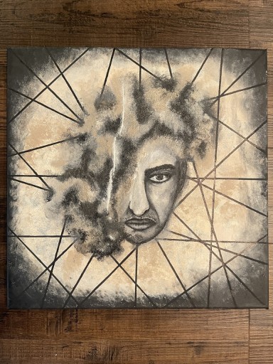 Zdjęcie oferty: Obraz akrylowy „Za mgłą” 40x40cm, akryl na płótnie