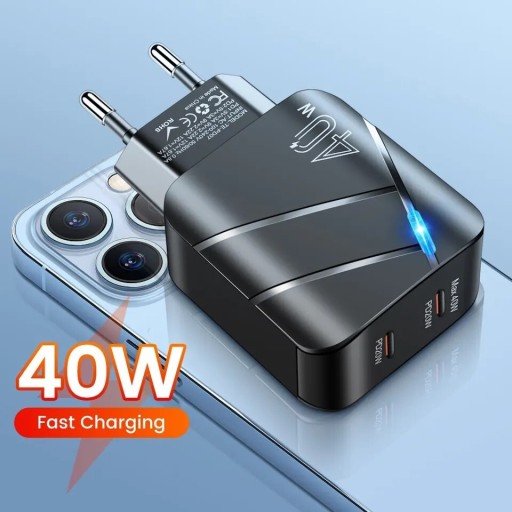 Zdjęcie oferty: Ładowarka Sieciowa 40W PD+2xSzybki Kabel USB-C 60W