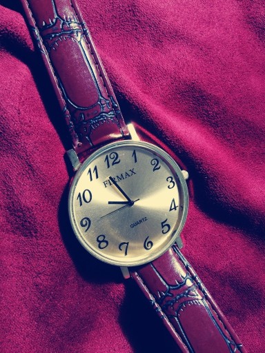 Zdjęcie oferty: PIĘKNY ! Zegarek FIRMAX, bordowy zegarek, złoty