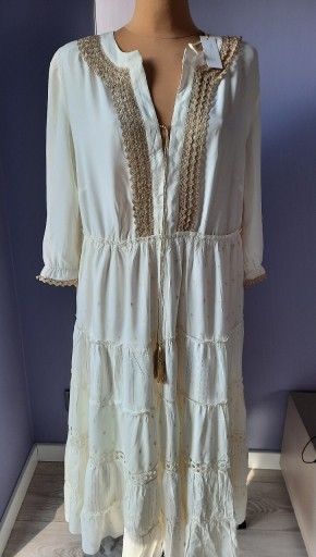 Zdjęcie oferty: Sukienka midi haftowane wstawki rozmiar 44 ecry