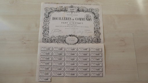 Zdjęcie oferty: Societe civile des HOUILLERES de COMMUNAY 1877
