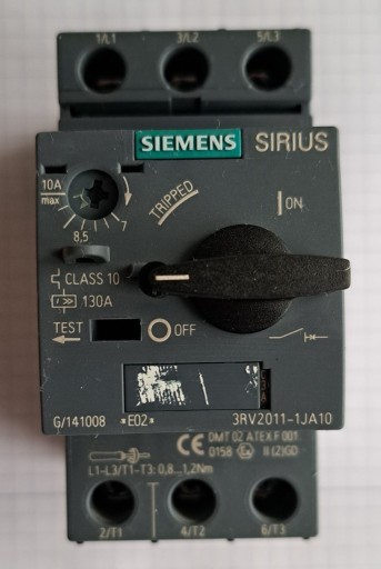 Zdjęcie oferty: Wyłącznik silnikowy Siemens 3RV2011-1JA10
