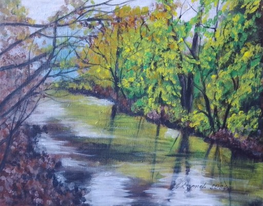 Zdjęcie oferty: OBRAZ RĘCZNIE MALOWANY PEJZAŻ AKRYLOWY "BURZA BARW" - 24x30cm