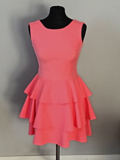 Zdjęcie oferty: Neonowa sukienka z falbanami
