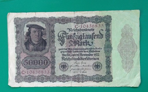 Zdjęcie oferty: Banknot 50000 marek , 1922 r , Niemcy
