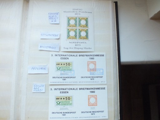 Zdjęcie oferty: 3szt. znaczki blok NOWODRUK Niemcy wytłoczenie BRD