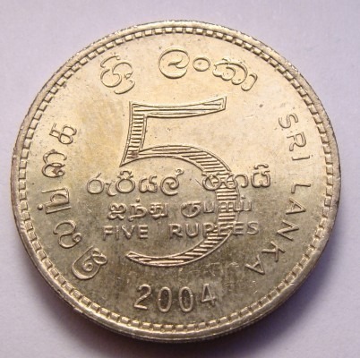 Zdjęcie oferty: Sri Lanka 5 rupii 2004 ŁADNA!
