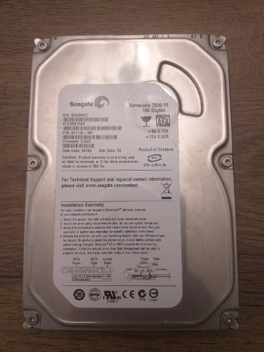 Zdjęcie oferty: Dysk twardy Seagate ST3160815AS BARRACUDA 7200.10