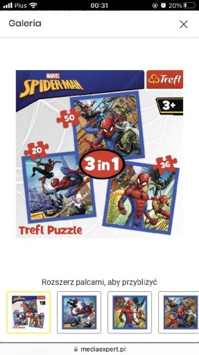 Zdjęcie oferty: Puzzle TREFL Marvel Spider-Man Pajęcza siła 3w1