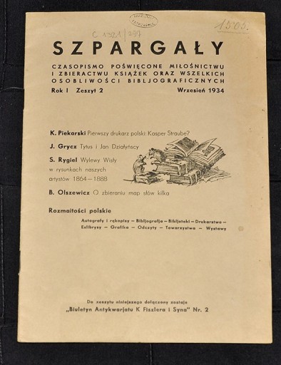 Zdjęcie oferty: SZPARGAŁY Czasopismo bibljograficzne Rok I Zesz. 2