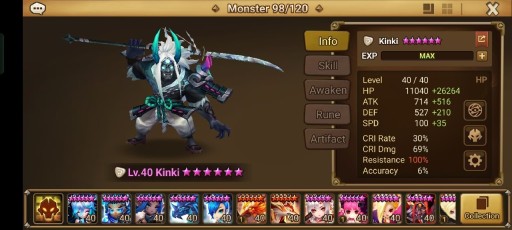 Zdjęcie oferty: Summoners War 1xLD Dark Panda + Kinki/Halphas