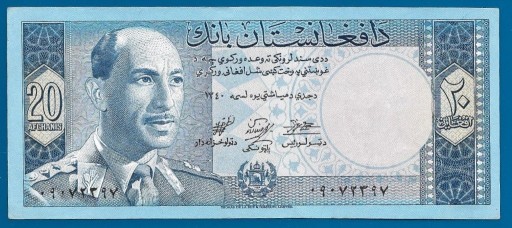 Zdjęcie oferty: AFGANISTAN - 20 afgani - 1961(1340) - P 38- AU