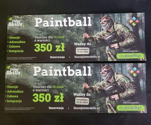 Zdjęcie oferty: Vouchery Paintball Interskills 