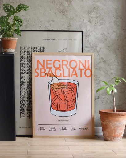 Zdjęcie oferty: Plakat „Negroni Sbagliato” grafika A2 B2 retro