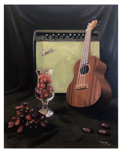 Zdjęcie oferty: Obraz olejny 40x50 cm „ukulele”