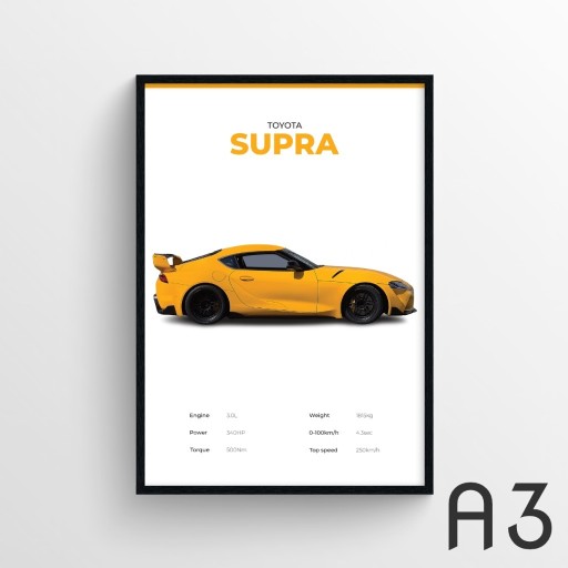 Zdjęcie oferty: Toyota Supra | plakat A3 + rama