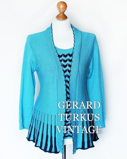 Zdjęcie oferty: Gerard*Sweter Perełka Vintage Turkus granat*M/L/XL