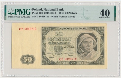 Zdjęcie oferty: 50 złotych 1948 PMG 40
