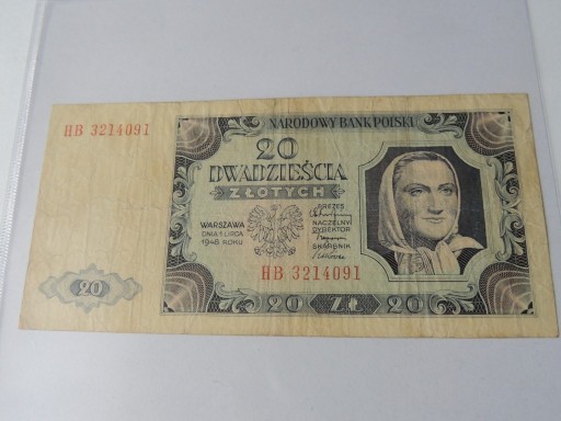 Zdjęcie oferty: Ładne 20 zł z 1948 roku.