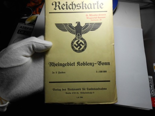 Zdjęcie oferty: Rzadka Duża Mapa Wojskowa  Niemiecka II wojna , oryginał 100 %