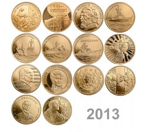 Zdjęcie oferty: Komplet 14 monet 2 zł GN z 2013 roku. Mennicze.
