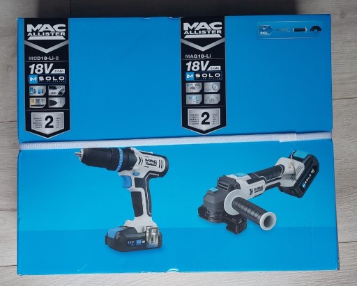 Zdjęcie oferty: Mac Allister SOLO 18V zestaw wkrętarka udarowa+szlifierka accu 2.0 i 5.0Ah