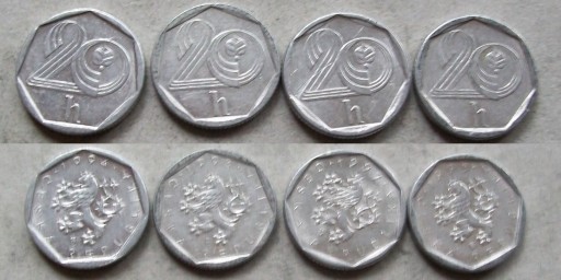 Zdjęcie oferty: 20 halerzy 1993 - 1997 Czechy zestaw