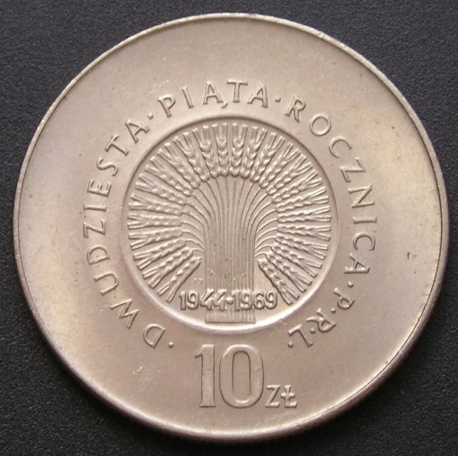 Zdjęcie oferty: Polska 10 złotych 1969 - 25 lat PRL - stan 1/2