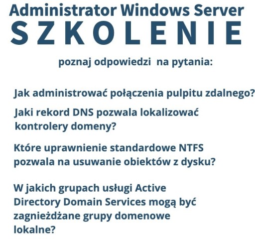 Zdjęcie oferty: Administracja Serwerami Windows - Szkolenie