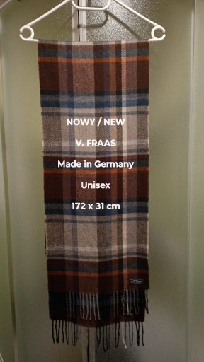 Zdjęcie oferty: NOWY  V. Fraas  Niemiecki delikatny szal z frędzlami, Uniseks, 100% Akryl