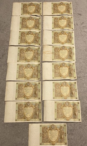 Zdjęcie oferty: 15 Banknotów 50 zł II RP Seria EP kolejne numery