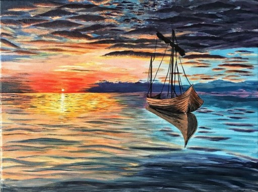Zdjęcie oferty: Obraz "Red sunset" ręcznie malowany 
