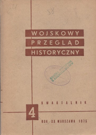 Zdjęcie oferty: Wojskowy Przegląd Historyczny 1975 nr 4 