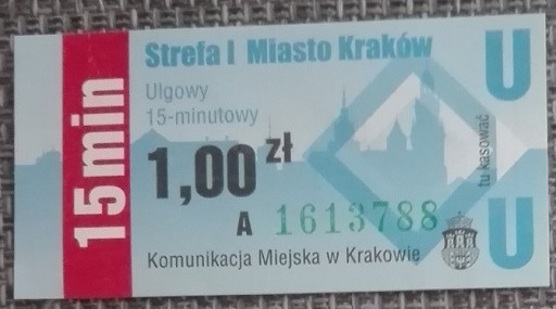 Zdjęcie oferty: MPK KRAKÓW - 1 zł - 15 minut