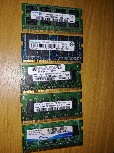 Zdjęcie oferty: Pamięć RAM do laptopa SODIMM 2GB 1GB 512MB 