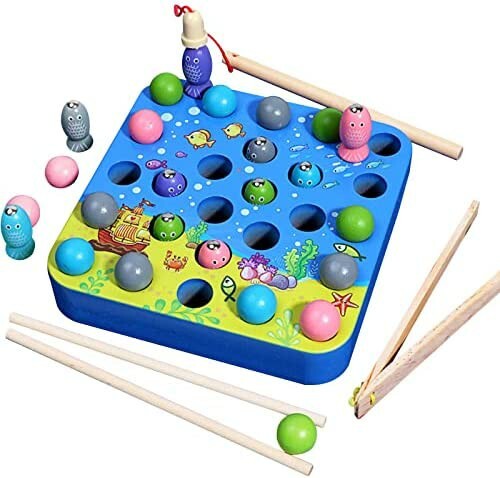 Zdjęcie oferty: Drewniana magnetyczna gra wędkarska Montessori 