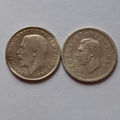 Zdjęcie oferty: 3 PENSY 1918 r/ rzadka/i 1950 r , srebro