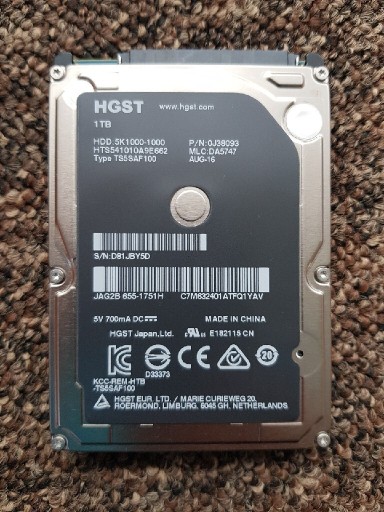 Zdjęcie oferty: Dysk twardy 2,5" HGST 1 TB (1000GB)