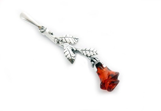 Zdjęcie oferty: Róża srebrny wisiorek z bursztynem