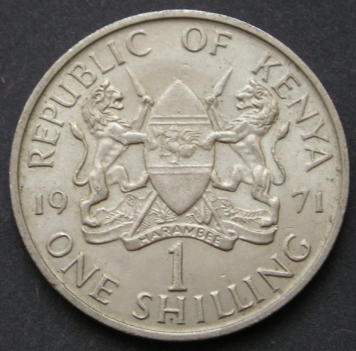 Zdjęcie oferty: Kenia 1 shilling 1971 - Jomo Kenyatta