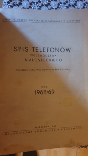 Zdjęcie oferty: Okazja ksiazka telefoniczna rok 1968/1969